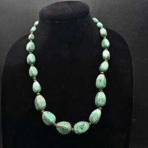 VCLM Faux Turquoise Beaded Necklace Costume Jewelry